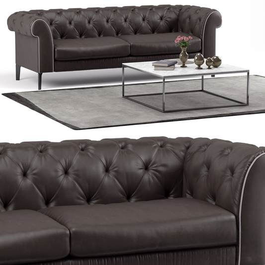Buttoned Dark Leather Sofa sofa