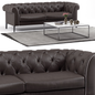 Buttoned Dark Leather Sofa sofa
