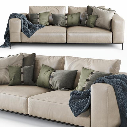 Beige Leather Sofa
