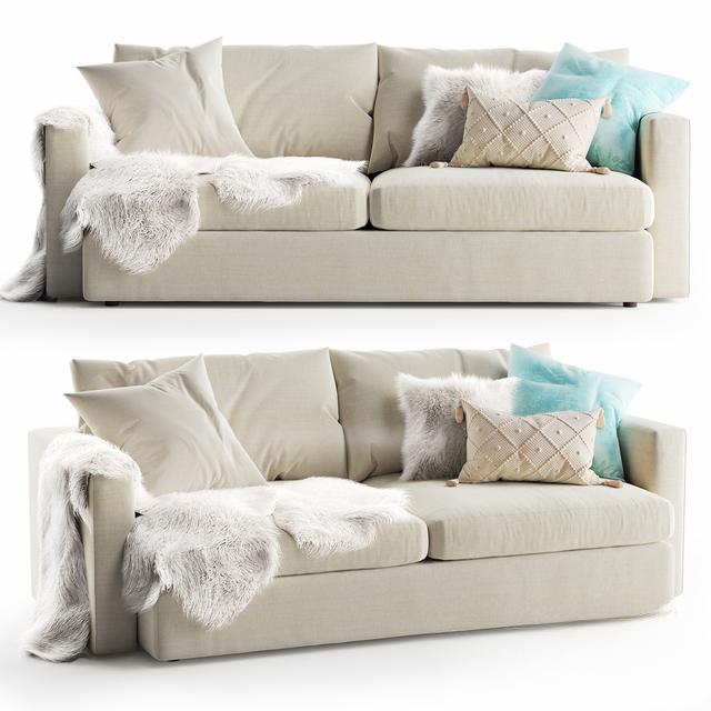 Beige Plush Sofa