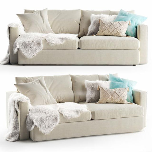 Beige Plush Sofa
