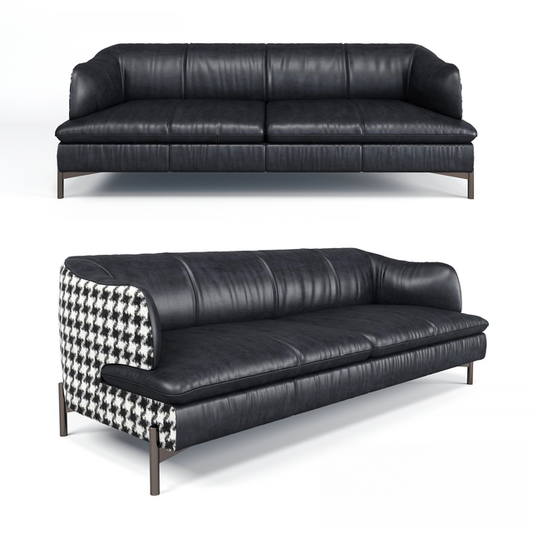 Black Leather Checkered Sofa