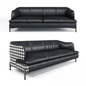 Black Leather Checkered Sofa