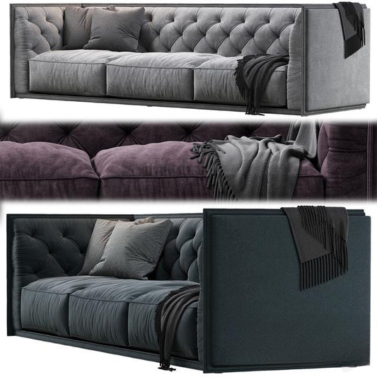 Button Tufted Upholstered Sofa