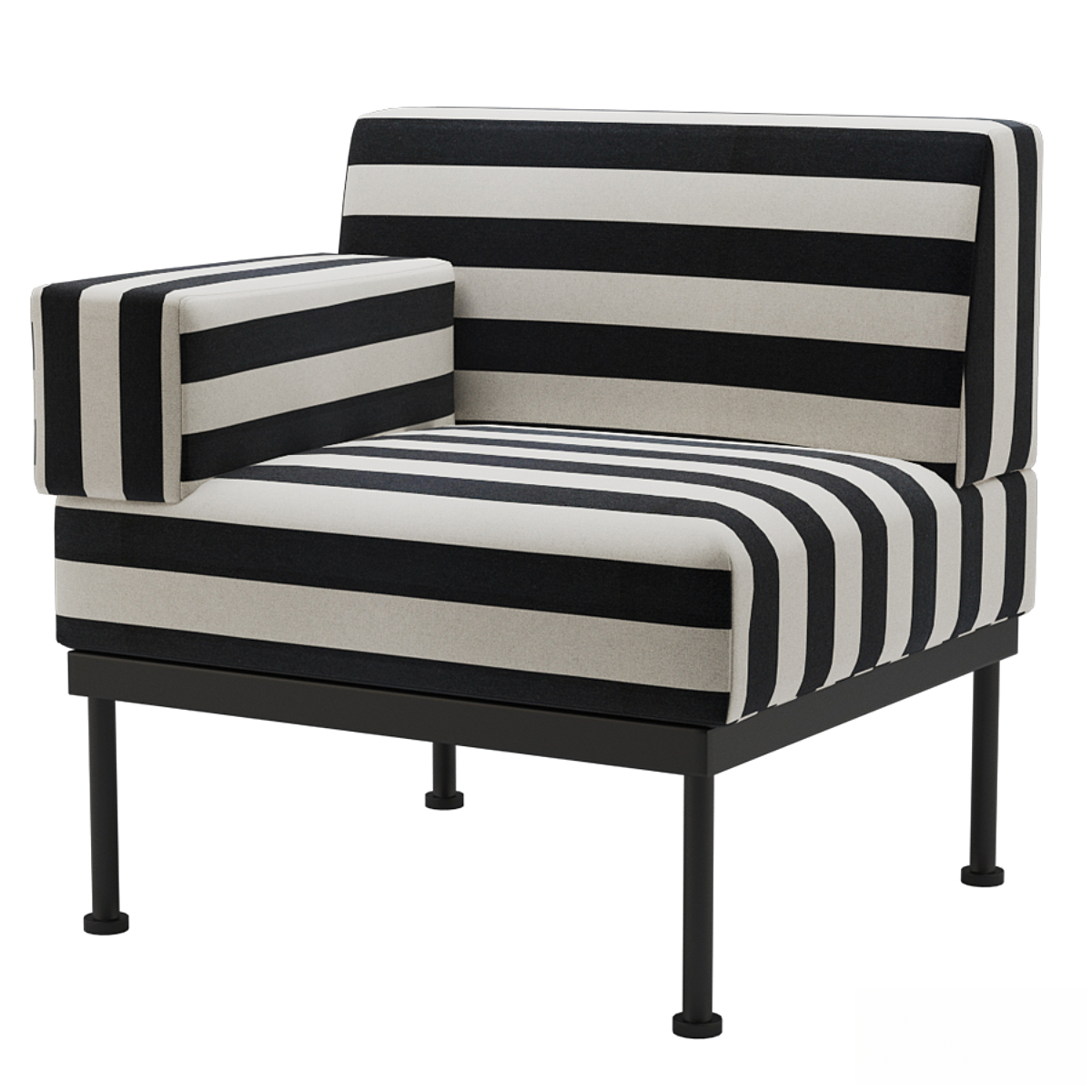 BlackWhite Striped Modern singlesofa