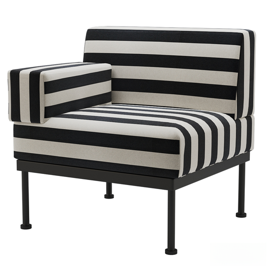 BlackWhite Striped Modern singlesofa
