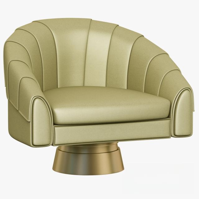 Green Leather Swivel singlesofa
