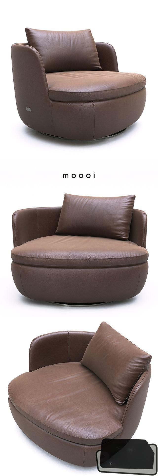 Round Brown Leather singlesofa