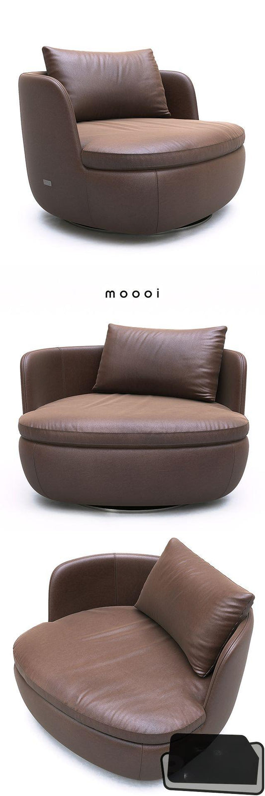 Round Brown Leather singlesofa