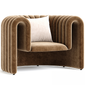 Brown Curved Velvet singlesofa