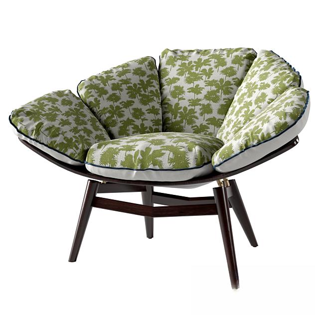 Green Floral Modern singlesofa