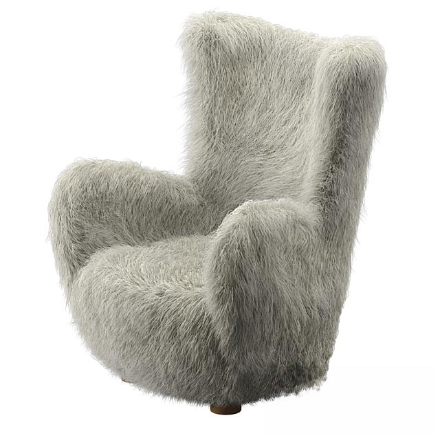 Fluffy Gray Chair singlesofa