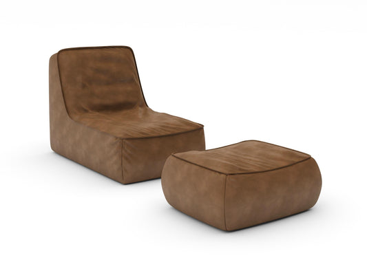 Brown Leather Ottoman