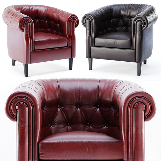 Leather Button Tufted Armchair