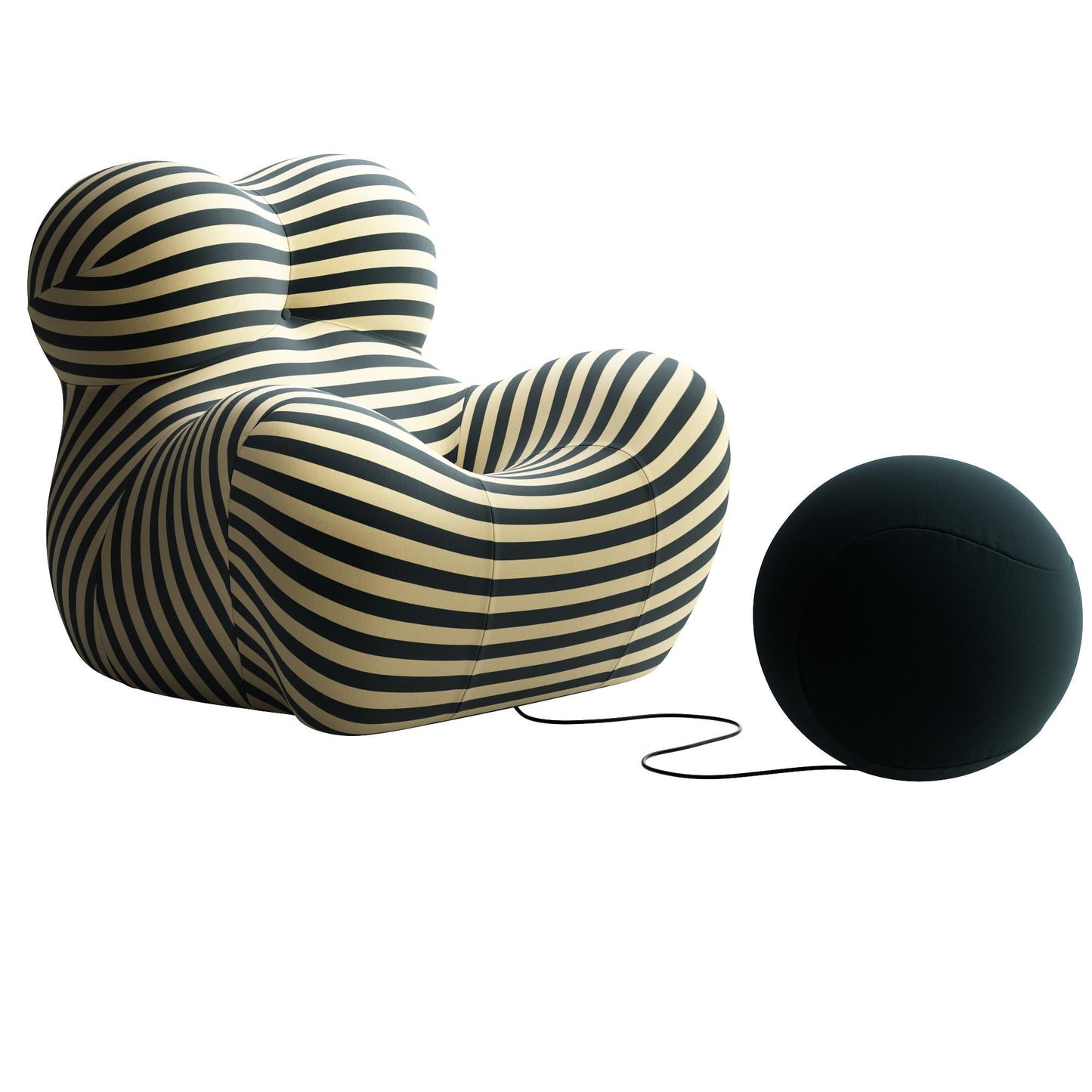 BlackWhite Striped Modern singlesofa