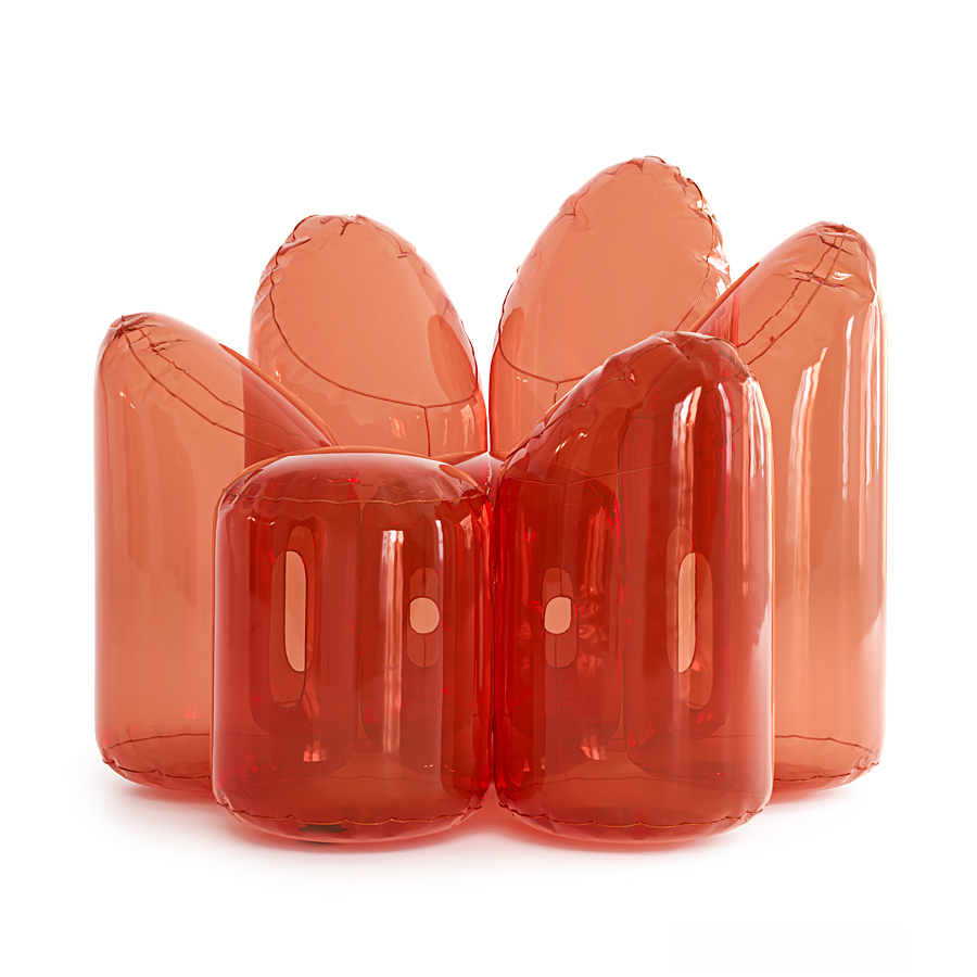 Red Transparent Modern singlesofa