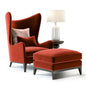 Red Velvet Chair Ottoman singlesofa