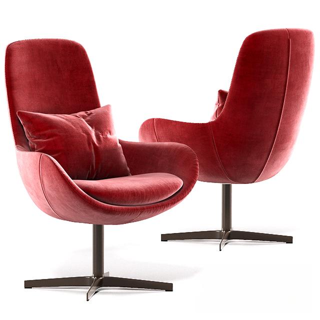 Red Velvet Modern singlesofa