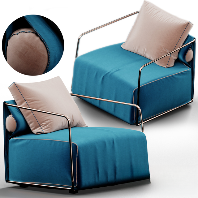 Blue Metal Modern singlesofa
