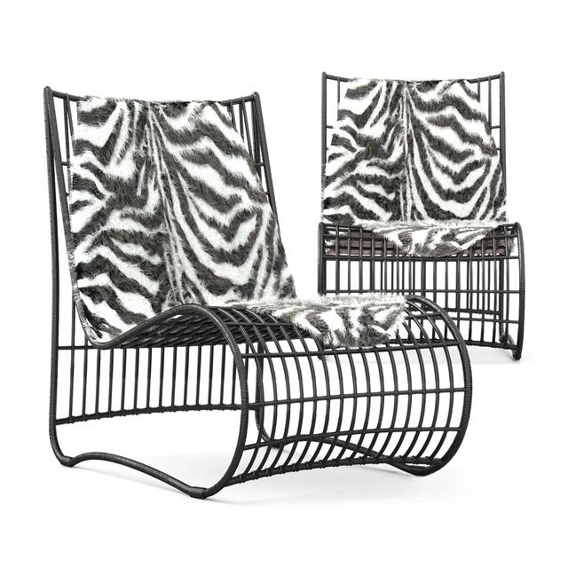 Black Zebra Print Modern singlesofa