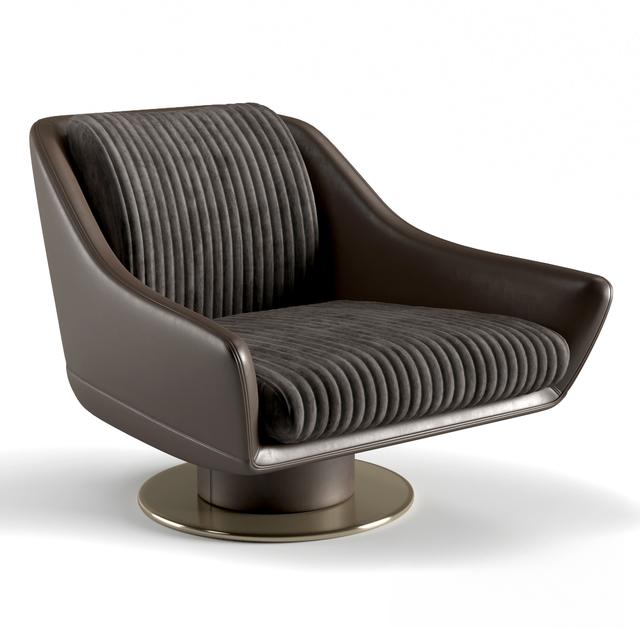 Modern Dark Brown Swivel Chair singlesofa
