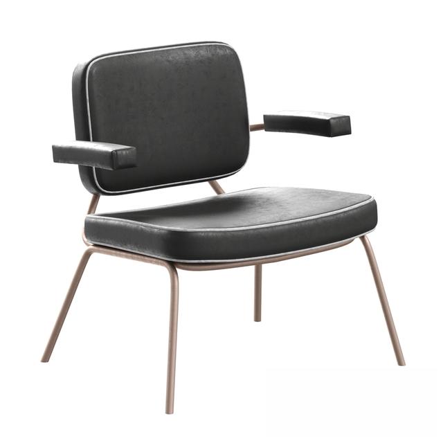 Black Leather Modern singlesofa