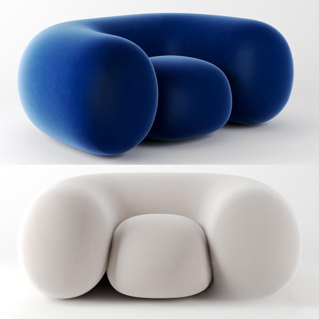 Blue White Modern singlesofa