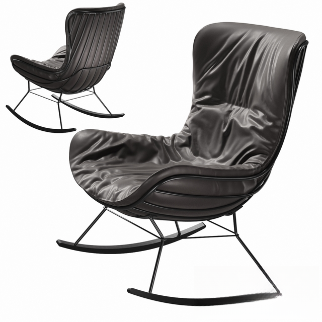 Black Leather Rocking singlesofa