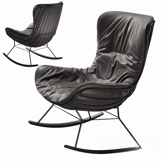 Black Leather Rocking singlesofa