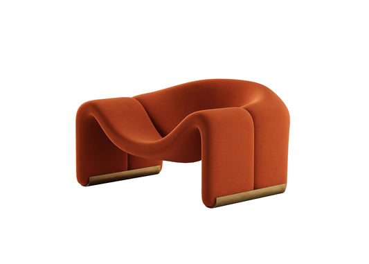 Orange Curved Modern singlesofa