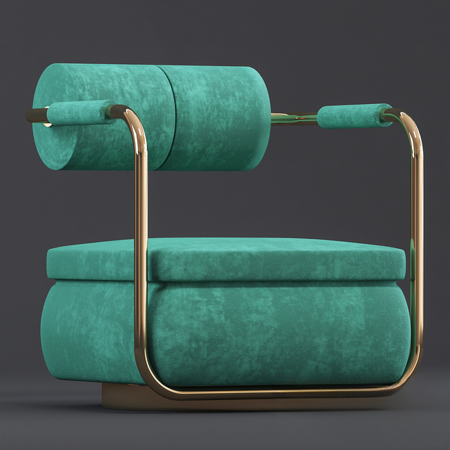 Green Velvet Modern singlesofa