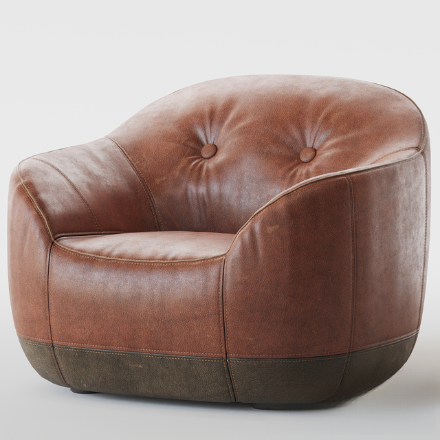 Leather Brown Armchair singlesofa