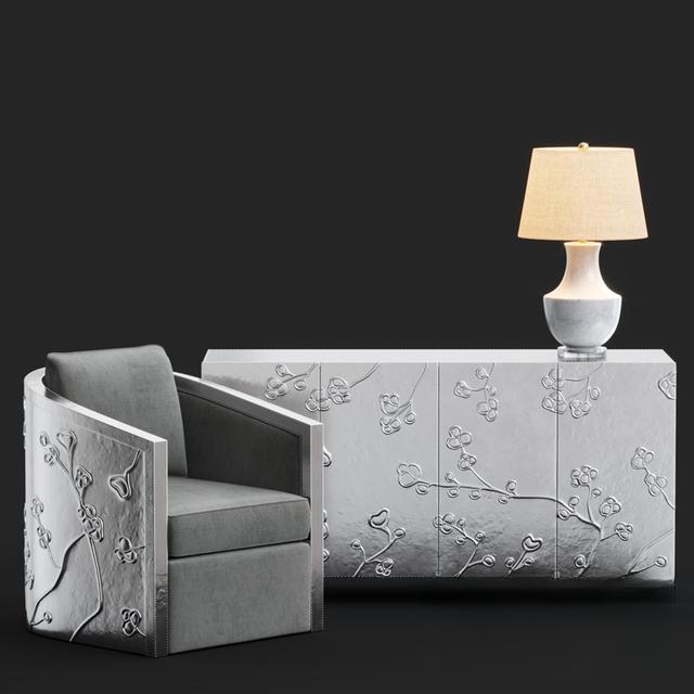 Floral Pattern Gray singlesofa