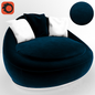 Round Blue Velvet singlesofa
