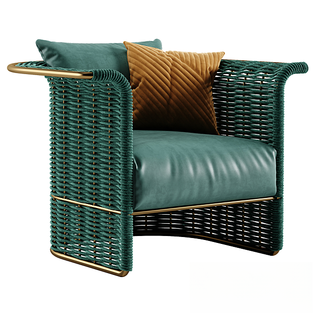 Green Leather Wicker singlesofa