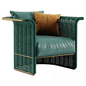 Green Leather Wicker singlesofa