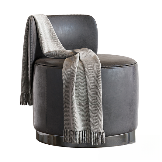 Round Leather Modern singlesofa