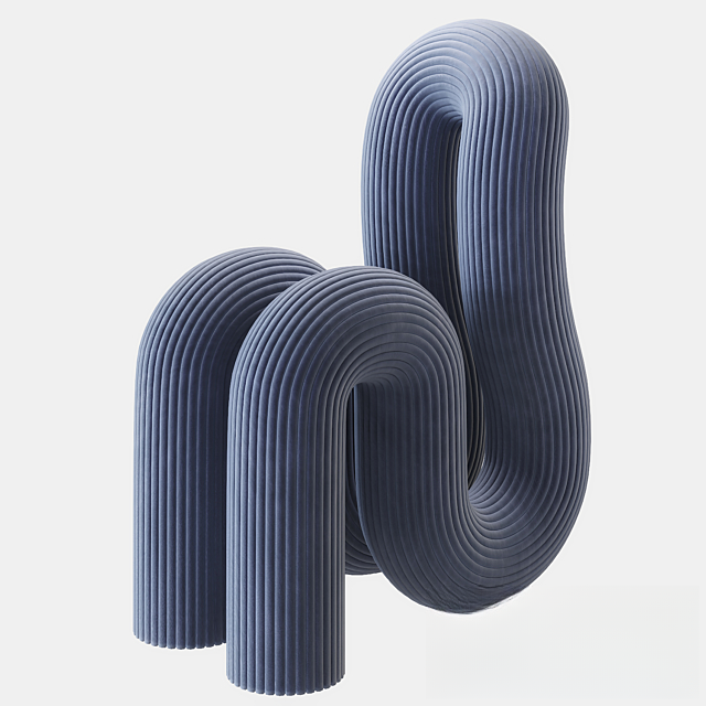 Curved Blue Modern singlesofa