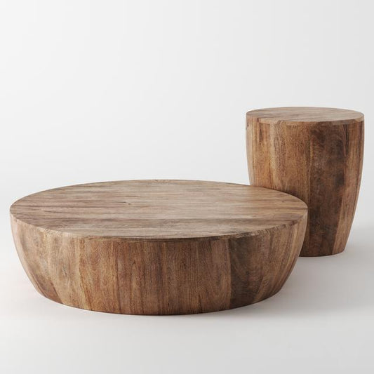 Round wooden teatable table