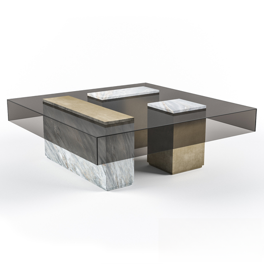 Marble geometric teatable table