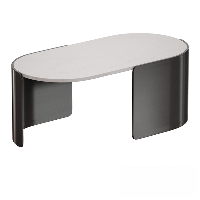 Oval black and white teatable table