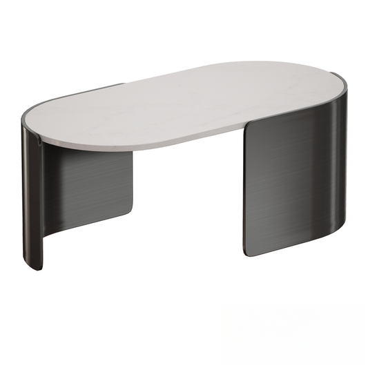 Oval black and white teatable table