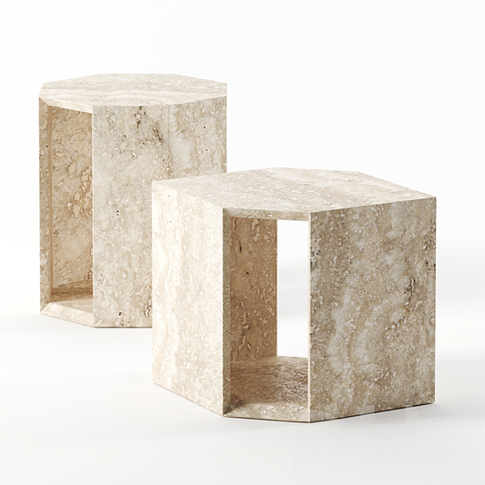 Marble geometric teatable table