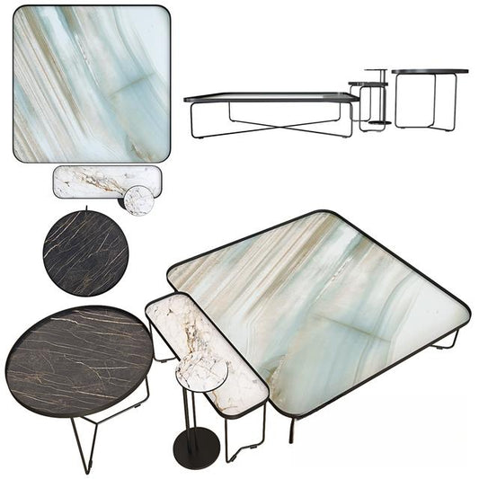 Marble geometric teatable table