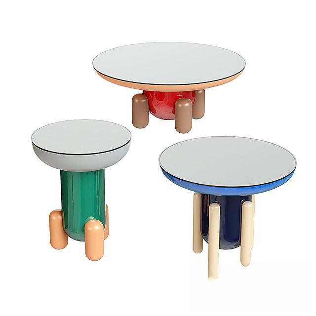 Colorful round teatable table