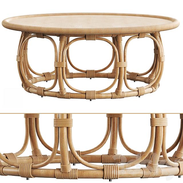 Round rattan teatable table