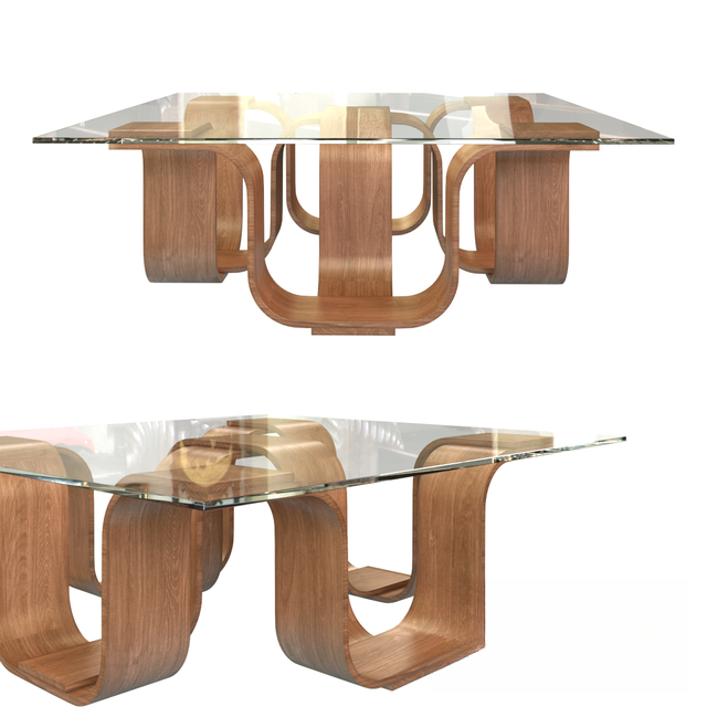 Curved wooden teatable table
