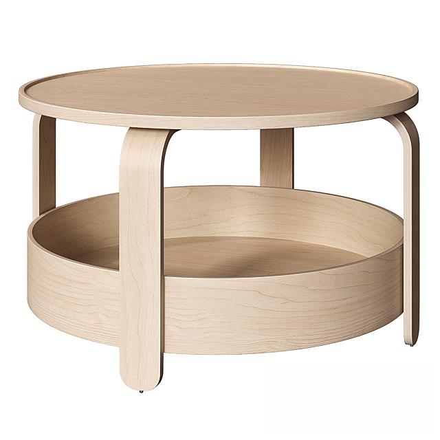 Round light wood table