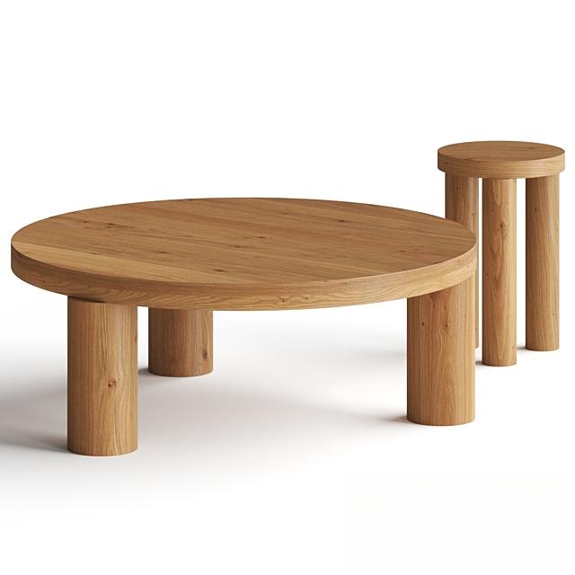 Round wooden teatable table