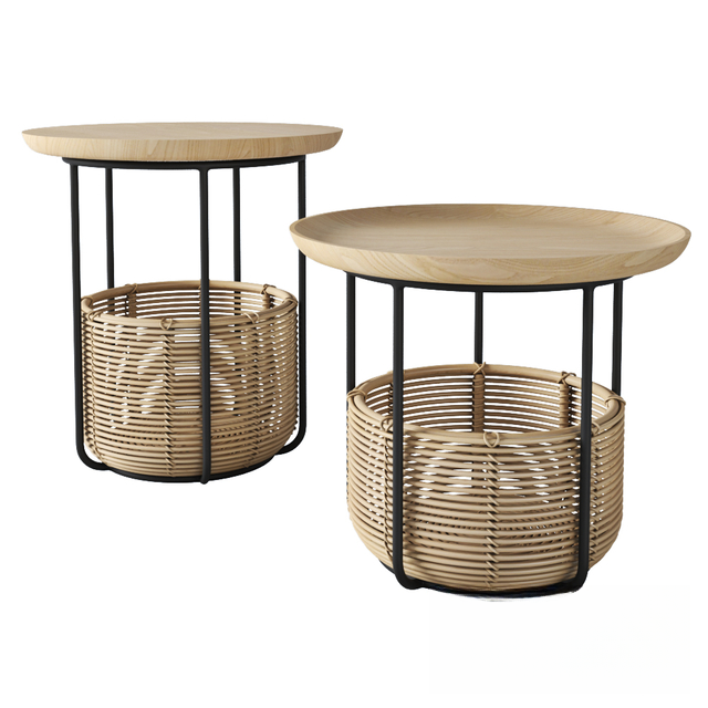 Round rattan teatable table